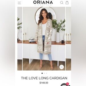 Milano Beige LOVE Pattern Duster Sweater